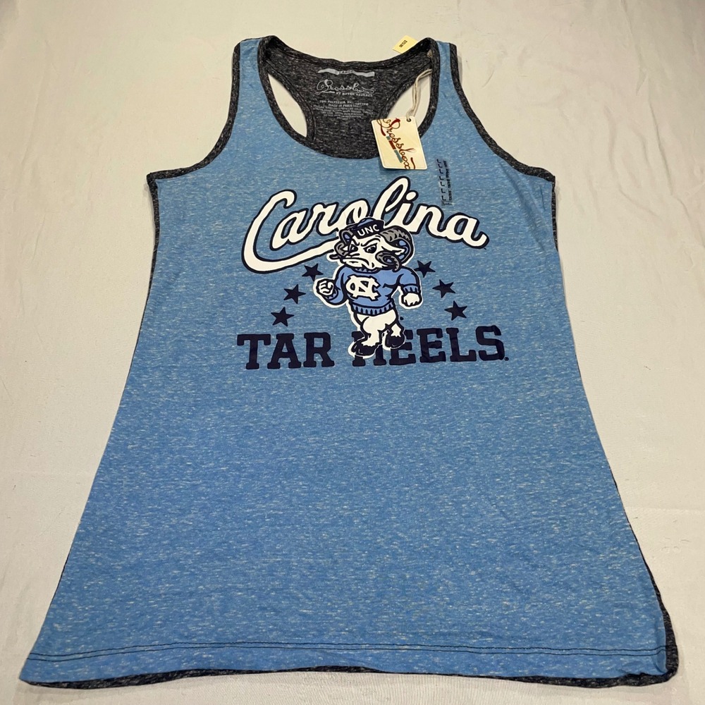Pressbox UNC Tar Heels Racerback Tank Top Large Blue Charcoal Heather NWT